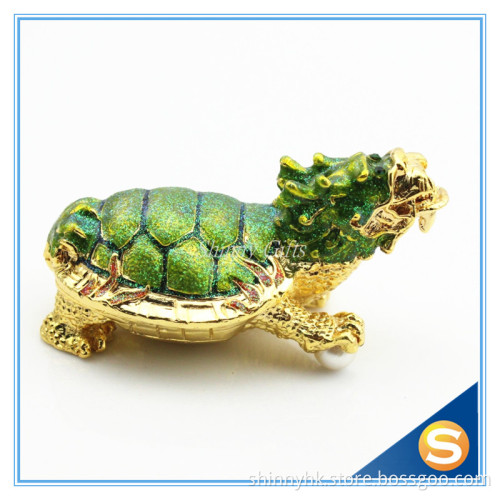 Fengshui Home Decorative Metal Craft Dragon Turtle Trinket Box Jewelry Box